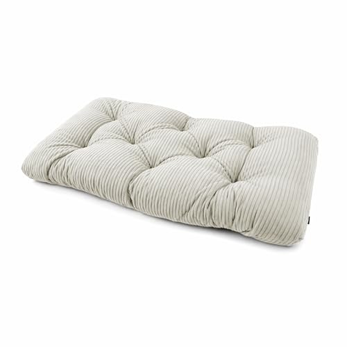 POKAR Palettenkissen Sitzkissen 120x60x12 cm aus Cordstoff | Gestepptes Sitzpolster für Europalettenmöbel | Loungekissen für Palettensofa und Gartenmöbel | Oeko-TEX | Made in EU | Elfenbein