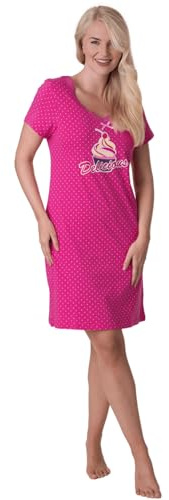 Camille 100% Cotton Women's Nightdress | Knee-Length Lightweight Ladies Cotton Nightie | Short Sleeves & Round Neck | Soft & Breathable Material | Elegant Lace Detailing