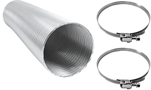 Intelmann® Alu-Flexrohr, 50 bis 355 mm, 5 m Länge, inkl. 2 Edelstahl-Schlauchschellen – Made in Germany (DN 180 mm)