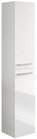 Miroytengo Colonne de Salle de Bain Suspendue Miroyengo en Blanc Brillant avec poignées et 2 Portes Design Moderne 30 x 25 x 150 cm