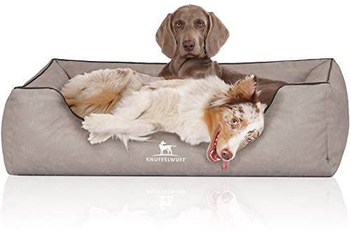 Knuffelwuff Hundebett Scottsdale aus Kunstleder XL 105 x 75cm Hellgrau
