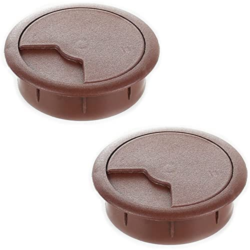 sossai® Kabeldurchführung KDM2 (2 Stück) | Kabeldurchlass/Schreibtischkanal für Schreibtische, Büro & Arbeitsplatten | Farbe: Braun | Durchmesser: 60 mm | Material: Kunststoff