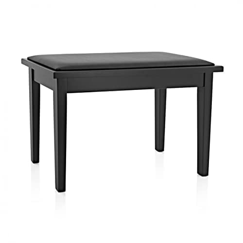 gear4music Duet Double Piano Bench with Storage Matte Black