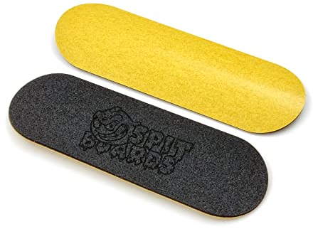 SPITBOARDS Fingerboard Grip Tape 32 mm x 100 mm (1mm Thick) 3 pcs Round Cut Shape Cut Out with Laser Logo 3 Pieces for Fingerboard Or Fingerskate Griptape (32 mm x 100 mm)