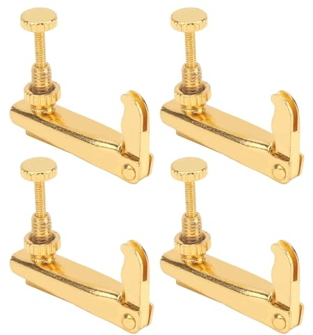 Violine Feinstimmer, 4 Stück 2,7cm/1,1 Zoll 3/4-4/4 Größe Cello Feinstimmer Einsteller Metall Cello Saiten Einsteller Geige Tuner Schraube Violine Saitenwerkzeug Saitenfeinstimmer Regler Zubehör
