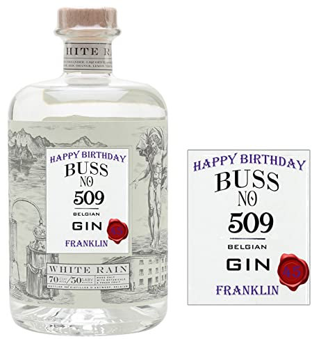 Personalised Sticker Label for Buss No.509 White Rain Gin Bottle for Birthday Anniversary Any Occasion BL274-A - 1L