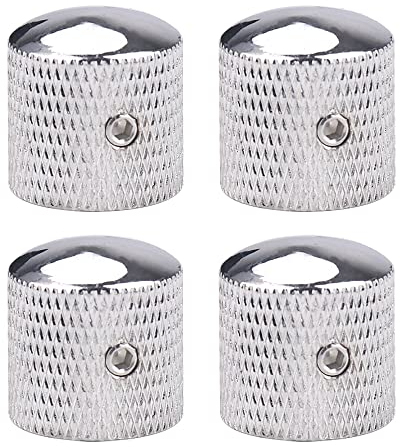 XIYANGJUAN 4Pcs Metal Guitar Knobs Chrome Volume Tone Control Knobs Silver Dome Knobs with with Allen Keys for Fender Telecaster Gibson Les Paul Electric Guitar Bass Accessories