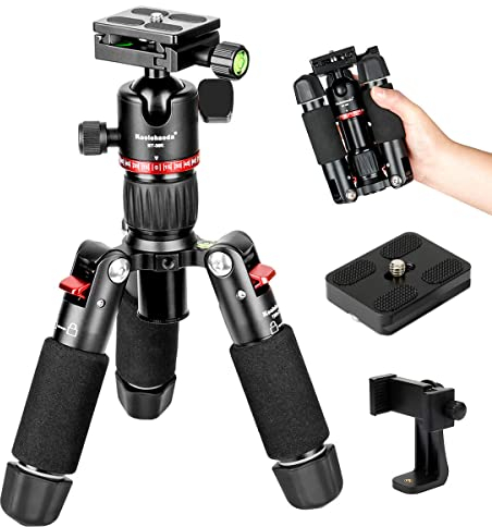 Koolehaoda Kamera Mini Stativ, 46cm Tragbares kompaktes Desktop Stativ mit 360 ° Low-Profile Kugelkopf und Zwei 1/4 Schnellwechselplatten für DSLR Kameras, Belastung bis zu 6 kg (TMQ-255S)