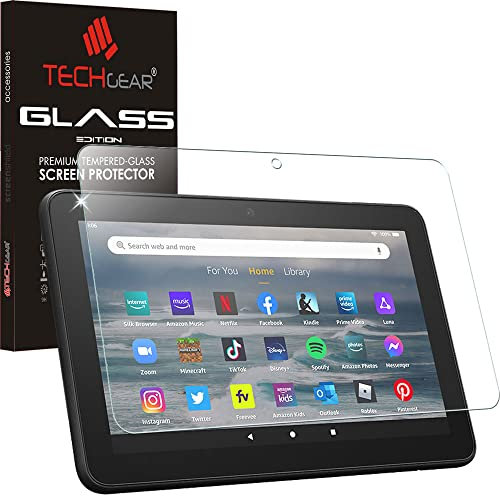 TECHGEAR Vidrio Compatible con Amazon Fire 7 2022 12a Generación Protector de Pantalla Vidro Templado [Dureza 9H] [Alta Definición][Resistente a los arañazos] [Sin Burbuja]