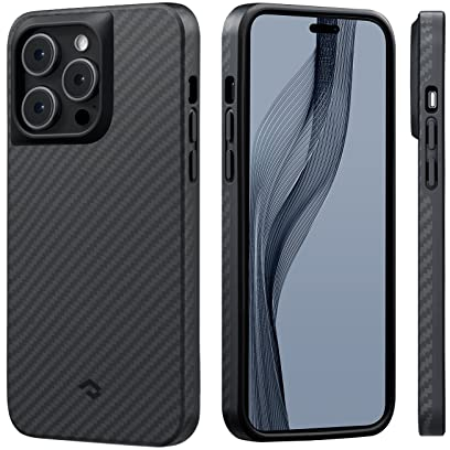 pitaka Hülle für iPhone 14 Pro Max mit Militärischer Stoßschutz Magnetische Schutzhülle Kompatibel mit Magsafe Dünne Hülle aus 1500D Aramidfaser/TPU [MagEZ Case Pro 3] Schwarz/Grau