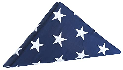 Gedenkflagge, 1,5 x 2,9 m, 100% Baumwolle, amerikanische US-Beerdigungsflagge für Veteranen-Militär, mit gestickten Sternen, genähten Streifen, 4 Reihen Schlossnähten, Messingösen, robuste