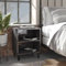 WIFESE 2er Set Nachttisch mit Metallbeinen 40x30x50 cm Nachtkästchen Nachtschrank Boxspringbett Bedside Table Beistelltisch Grau Hochglanz Nachtkommode Nachttischschränke Offenen Fächern Holzwerkstoff