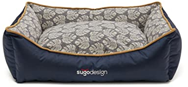Hundebett Wasserabweisend aus Baumwoll-Polyester - mit herausnehmbaren Kissen - Hundesofa mit praktischer Tragetasche 3 Größen (S/M, L, XL) (Blatt, S/M)