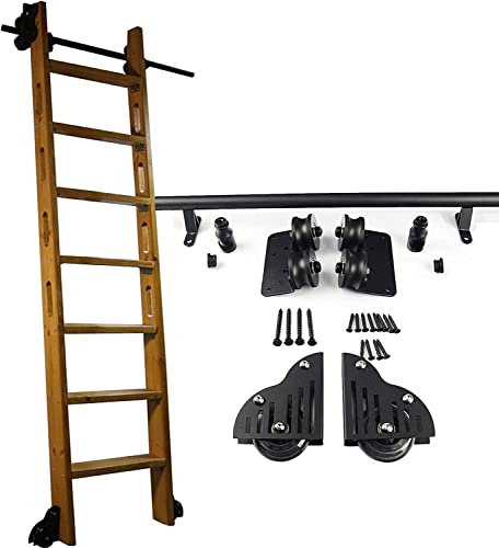 Home Office Rolling Library Ladder Hardware Kit (No Ladder), Black Sliding Ladder Track Kit 3.3ft- 20ft Steel Round Tube Mobile Ladder Rail， For Home/Indoor/Loft (Size : 20ft/600cm Track kit)