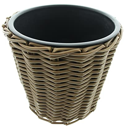 FRANK FLECHTWAREN Übertopf Polyrattan geflochten Ø 32 x 28 cm, Kunststoffeinsatz Ø 30 x 26 cm