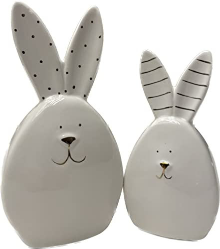 khevga Deko Osterhase weiß aus Porzellan im 2er Set