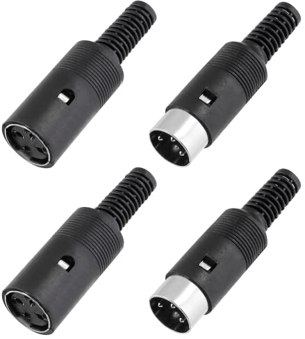 Eilumduo 2 Paar 3-poliger Stecker + Buchse DIN-Adapter, schwarze Kunststoffgehäuse, Audio-Buchse, AV-Stecker