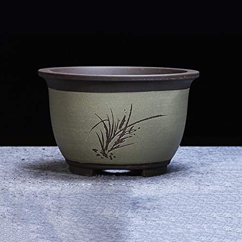 Lila Sand-Blumentopf, grüner Kaktus, Orchideentopf, klassischer großer, mittlerer und kleiner Blumentopf, runder Keramik-Sukkulenten-Pflanztopf, geeignet für langlebige Blumen, Alpenveilchen-Orchide