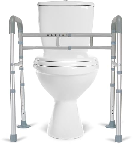 LandTale WC-Sicherheitsschienen, verstellbare Toilettenschienen für ältere Menschen, Erwachsene, Senioren, Behinderte, WC-Hilfegriffe, Sicherheitsrahmen, passend für die meisten Toiletten, faltbar und