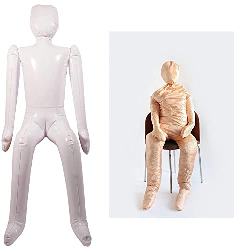 Folat 22427 Deko-Figur: aufblasbare Dummy Puppe - Abraham/Sarah. 1,4 m, Weiss & 22428 Deko-Figur: lebensgroße Dummy Puppe, Textil, befüllbar, Braun