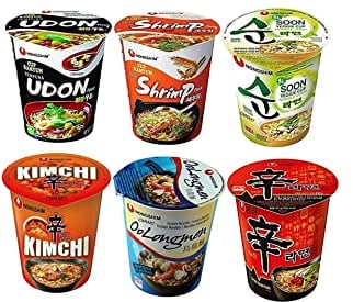 Nong Shim Shin Ramyun Cup Instant Ramen Noodles Assorted 6 Flavours Box (Pack of 6)