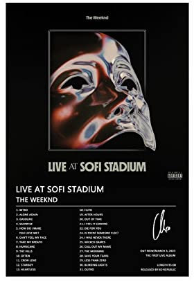 The Poster Weeknd Live at SoFi Stadion Musikalbum Cover Poster Leinwand Poster Wandkunst Dekor Druck Bild Gemälde für Wohnzimmer Schlafzimmer Dekoration ungerahmt 40 x 60 cm