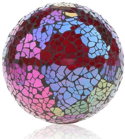 Yatinkim 3.35 Inch Glass Balls Orbs Decorative for Bowl Reddish Black Mosaic Spheres Solid Ball Table Decorations Centerpiece Vase Wedding 1 Pieces