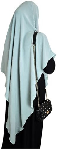 Yaqeen Khimar Langer Hijab für Muslime, einteilig, weicher Kreppstoff, Kopftuch, Material, Chadors, Arabien, islamisches Gebetskleid, muslimische Schals, Körperabdeckung, mintgrün, Einheitsgröße