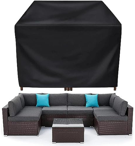 Bache Jardin Housse Salon De Jardin Exterieur 279x215x73cm Housse de mobilier de Patio rectangulaire Durable, Bâche de Protection Étanche 600D Oxford Tissu Imperméable