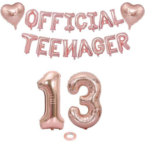 Catelves 13. Geburtstag Deko für Teenager Mädchen - Luftballons Roségold, Geburtstagsdeko für 13 Jahre