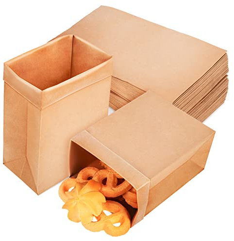 SOLUSTRE 120 Stück Kraftpapier Leckerli Tüten Lebensmittelbeutel Für Snacks Brote Kekse Und Sandwiches Ölabweisend Vielseitig Einsetzbar Sicher Und Umweltfreundlich