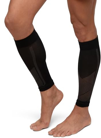 DANISH ENDURANCE Manchons de Compression pour Mollets, 21-26 mmHG, Séchage Rapide, Course à Pied, Chaussettes de Vol, pour Hommes et Femmes, Unisexe, Lot de 1 ou 3, Noir/Gris, S