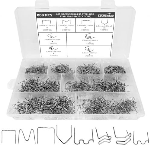 800PCS Heiße Heftklammern, 6-Typen 0.6mm 0.8mm Plastik Schweißen Heiße Heftklammern, Stoßstange Reparatur Nagel Auto Stoßstange Plastik Schweißen Reparatur Flach/Außenecke/Innenecke/Welle heftklammer