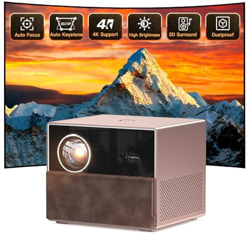 【Fully Sealed Engine & 2.2 Speaker Channel】Auto Focus & Keystone XuanPad WiFi Bluetooth Projector, Dual 36W Hi-Fi Speaker, 28000L 4K Support Dustproof Smart Projector for iOS/Android/TV Stick