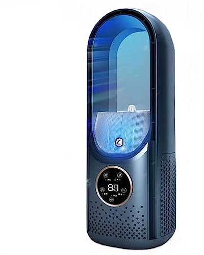 Bladeless Electric Fan,Household Desk Conditioner Fan,Moisturizing Low Noise Cooling Fan,Spray Water-cooled Desktop Fan Blue
