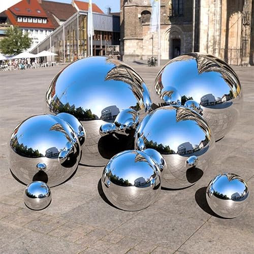 FS-PINGXIANG Stainless Steel Mirror Gazing Ball, 6 Pack 50-150 mm Mirror Polished Hollow Ball Reflective Sphere, Floating Pond Balls Seamless Gazing Globe for Home Garden Ornament Decorations