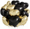 Herz Folienballon,Herz Helium Luftballons,Heliumballon Herzen,Herzluftballons,Herzform Folienluftballon Geeignet für Geburtstag Hochzeit Valentinstag（Schwarz Gold）