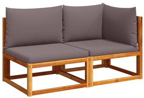 vidaXL Gartensofa mit Kissen 2-Sitzer Holz Akazie & Rattan