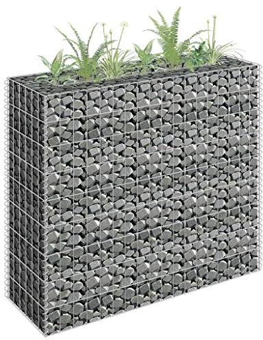 Iiaky Arriate de gaviones de Acero galvanizado 90x30x90 cm Macetas Exterior Grandes Macetero Alto