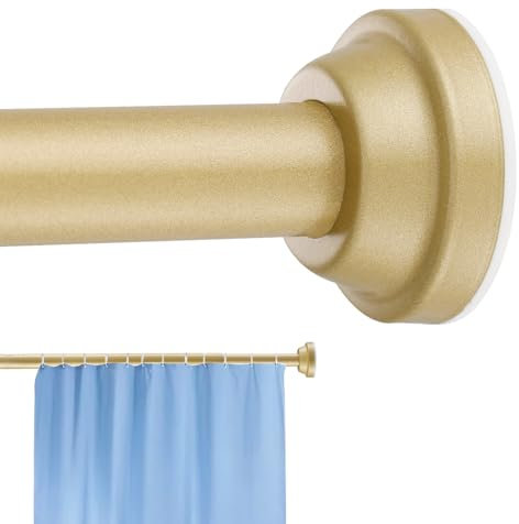 Haryaers Gold Shower Curtain Rod Tension Adjustable 30 to 76 Inch Spring Stainless Steel No Drilling Shower Rods for Bathroom Windows Closet No Slip No Rust