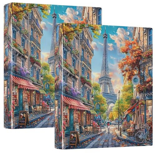 City Street in Paris Ordner mit 3 Ringen, 3,8 cm, für College, 2 Stück