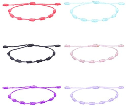 AFCJLTO 6 PCS Set di braccialetti intrecciati, Regolabili Braccialetti Set Intrecciati Colorati Braccialetti, Amicizia Fatti a Mano con Corda Boho Braccialetti