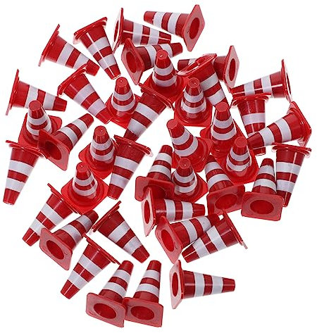 COSMEVIVI 40 Pièces Accessoires De Simulation De Barrage Routier Jouets pour Enfants Jouets De Simulation Cône De Signalisation Décoration De Gâteau Jouets De Panneau De Signalisation