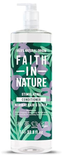 Faith In Nature 1L Natural Rosemary Conditioner, Stimulating for Normal Hair & Scalp, Vegan & Cruelty Free, No SLS, Silicones or Parabens, Family Size
