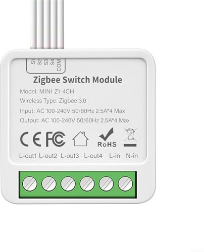 Zilimontt Smart Switch 10A 2/3/4 Gang Modulo di Automazione di Controllo a 2 vie, Modulo Interruttore Luce Intelligente, 10A 2/3/4 Gang 2-Way Control Domotica Modulo, Telecomando Senza Fili
