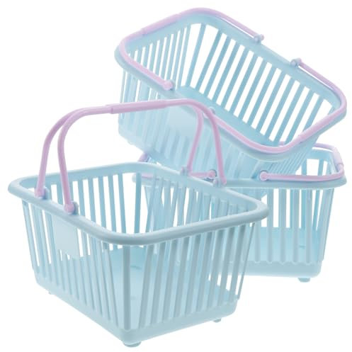 Yardenfun 3stücke Kunststoffkorb Mit Griff Kleiner Aufbewahrungsbehälter Für Klassenzimmer Einkaufskorb Aus Plastik Für Strand Camping Und Tägliche Nutzung