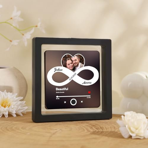 Kaululu kühlschrankmagnet mit Musik Personalisierter Foto-Kühlschrankmagnet mit Song Album Magnete Selbst Gestalten Geschenk für Paare Familie Freunde Geburtstag (Stil 13)