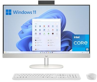 HP All-in-One 27-cr0073ns - Ordenador de sobremesa 27 Full HD con cámara, Teclado y ratón inalámbricos (Intel Core i5-1334U, 16GB RAM, 512GB SSD, Intel UHD Graphics, Windows) Blanco