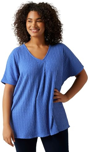 EVANS Curve Plisse Pleat Front Top - Women's - Plus Size Curve Blue