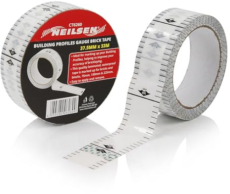 Neilsen CT6260 - Building Profiles Gauge Brick Tape: 37.5mm x 33m Laminated Waterproof Tape